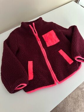 Cat & Jack Burgundy Sherpa Jacket with Pink Trim
